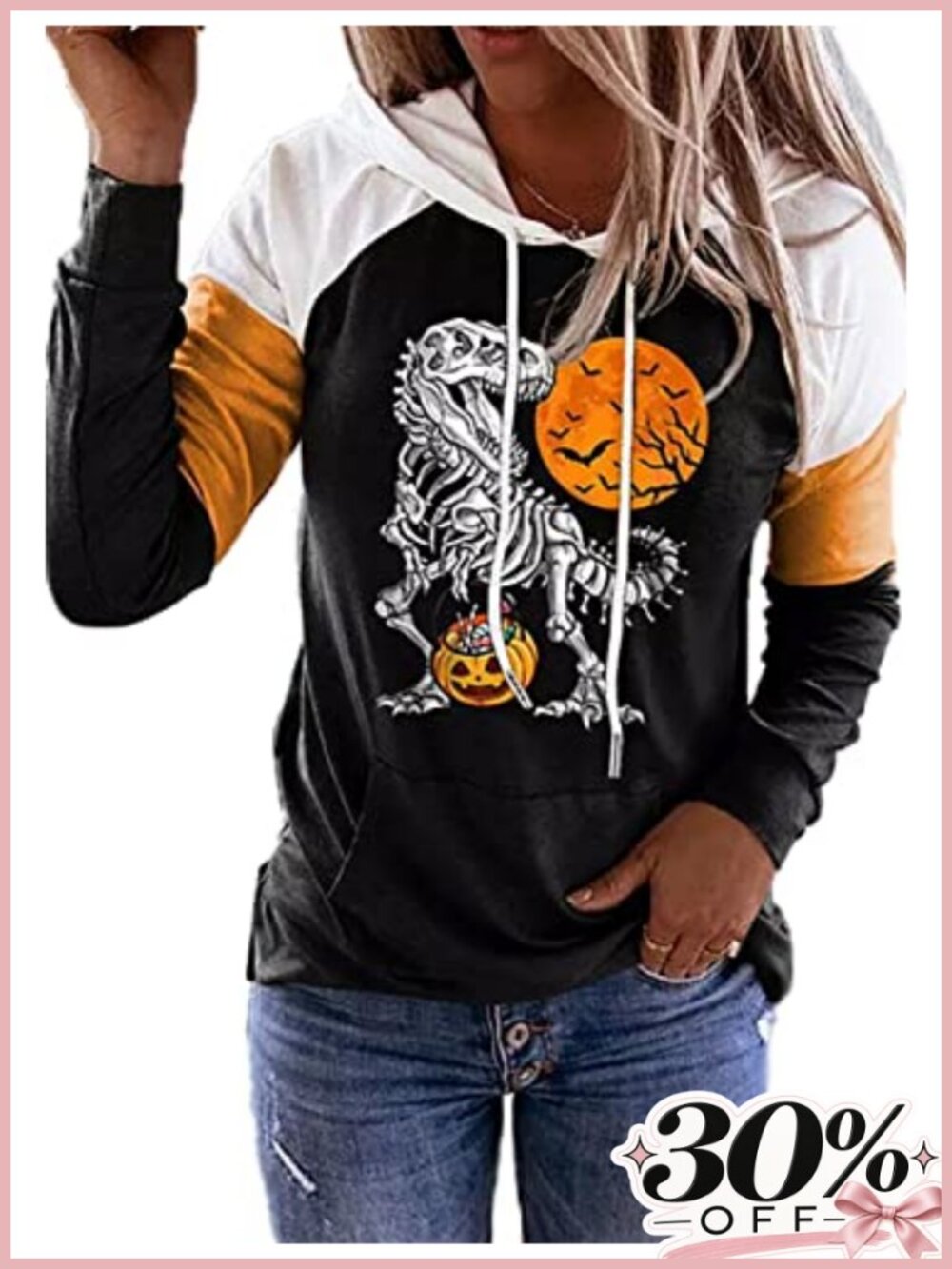 Halloween Pumpkin Face Graphic Hoodie Thin Lightweight Cotton Blend Long Sleeve